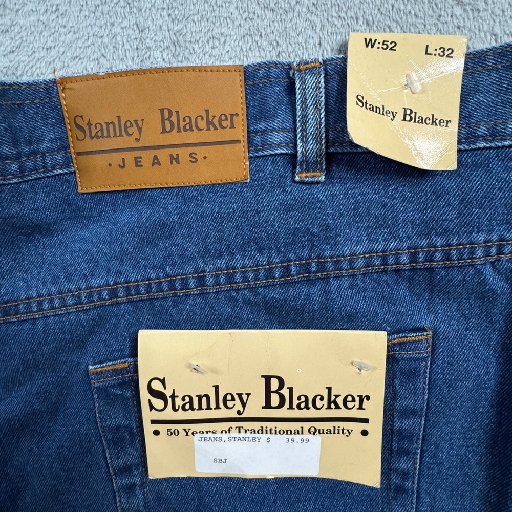 NWT Stanley Blacker Jeans Mens Tag Size 50x32 Denim Straight Leg NWT 100% Cotton